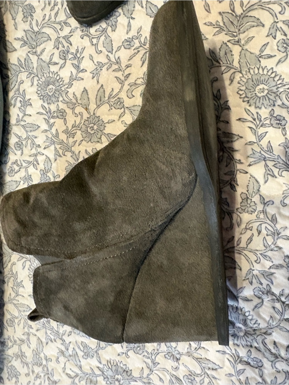 Suede Wedge Ankle Boots in gray